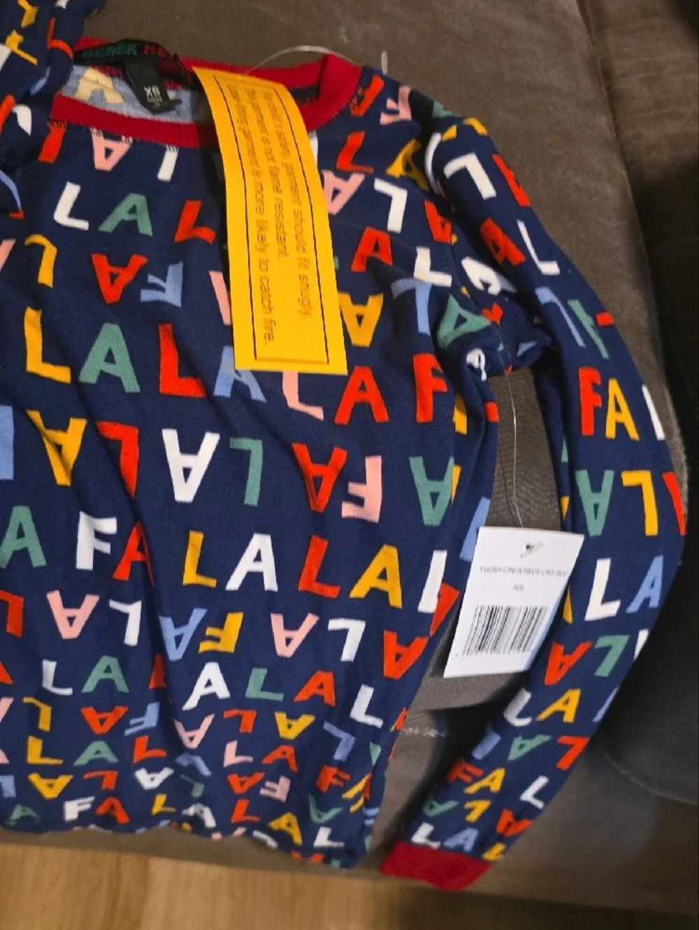Derek Heart Navy Pajama Set with Multicolor 'FALA' Letter Print